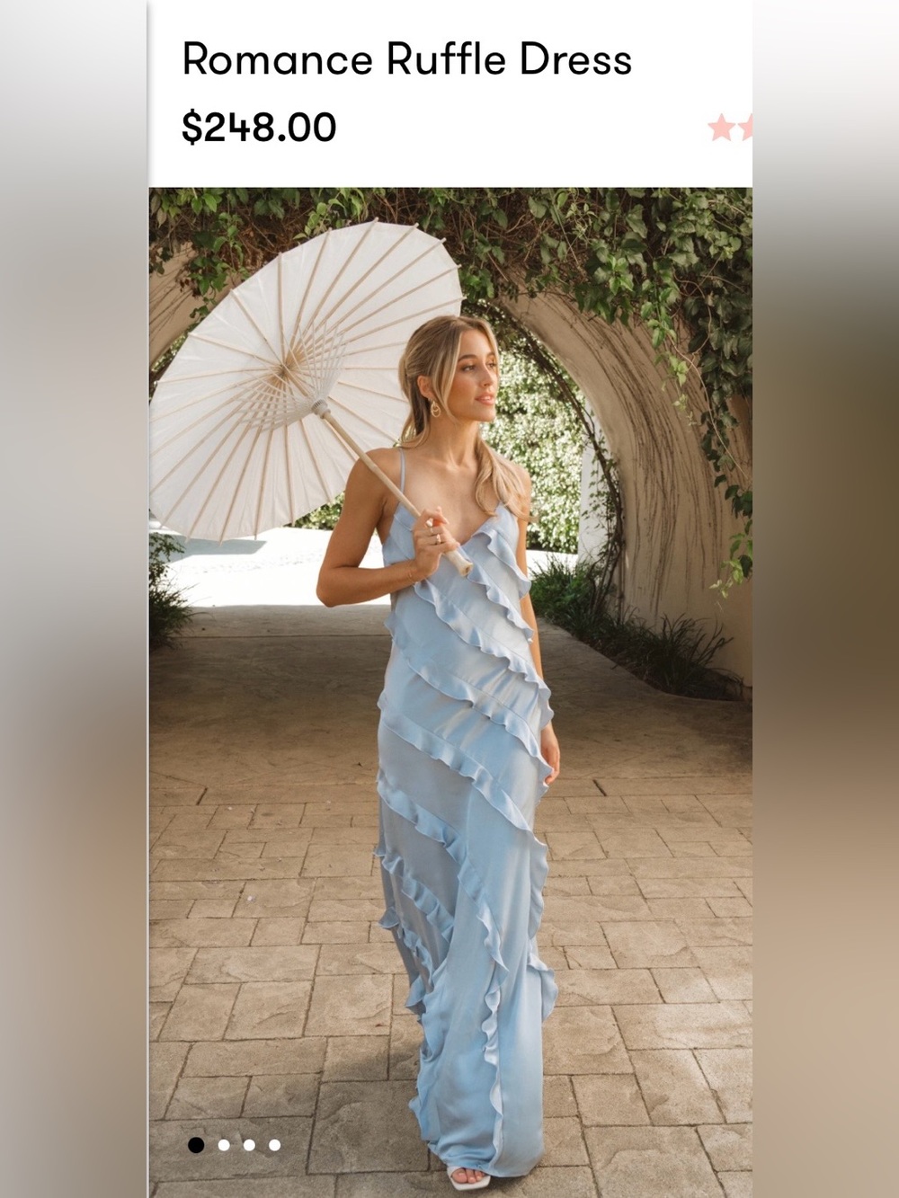 Show Me Your MuMu Romance Ruffle Dress - Steel Blue Luxe Satin Size Small
